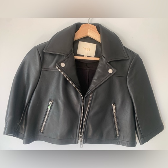 Maje (Paris) cropped leather jacket - Picture 2 of 5